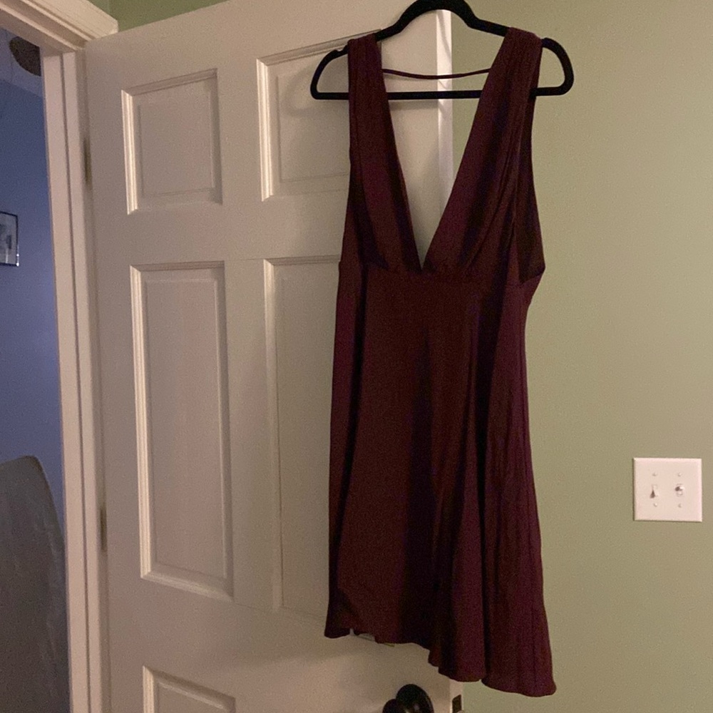 Wine Red Plunge dress
